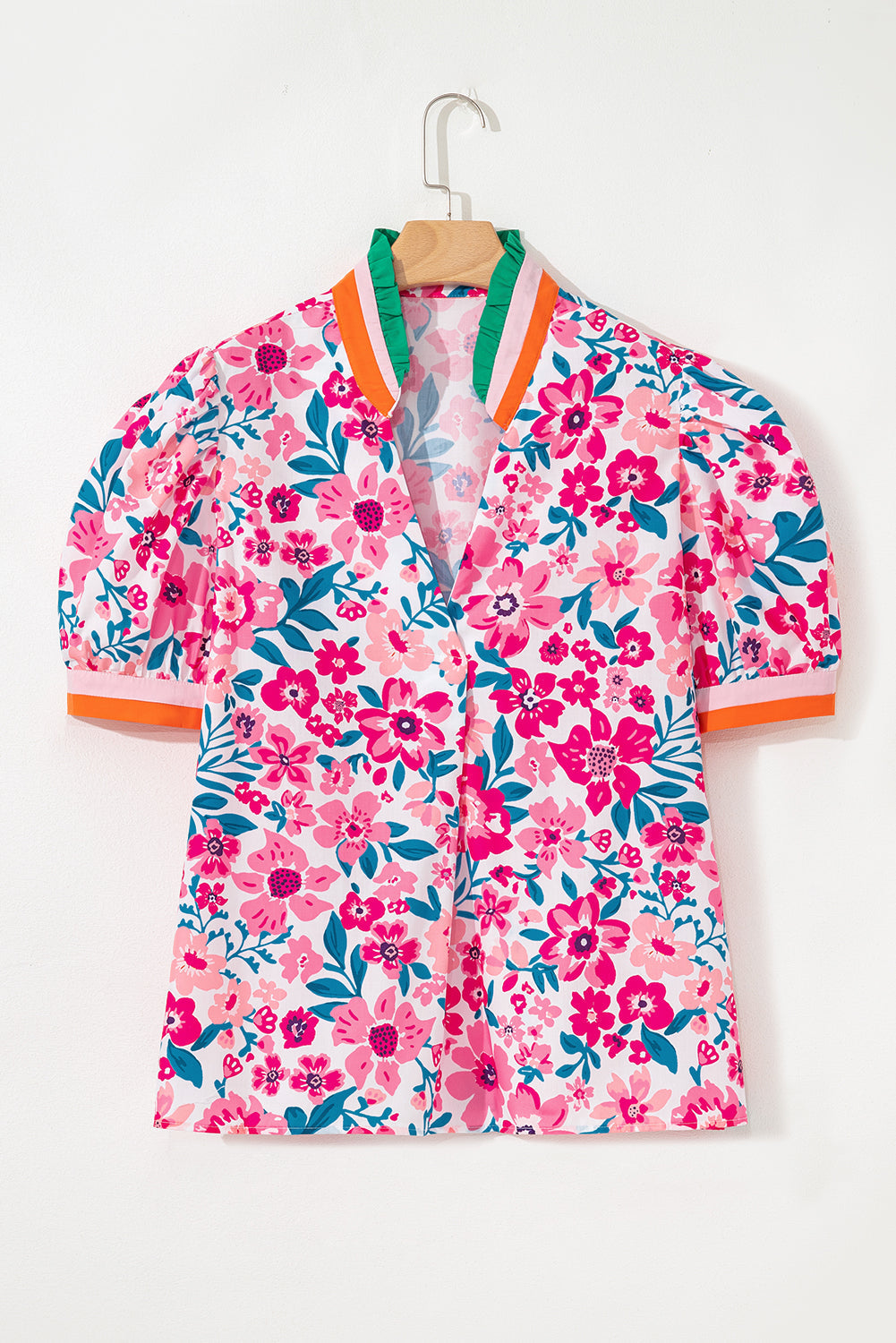 Threaded Pear Gianna Floral Short Sleeve Blouse