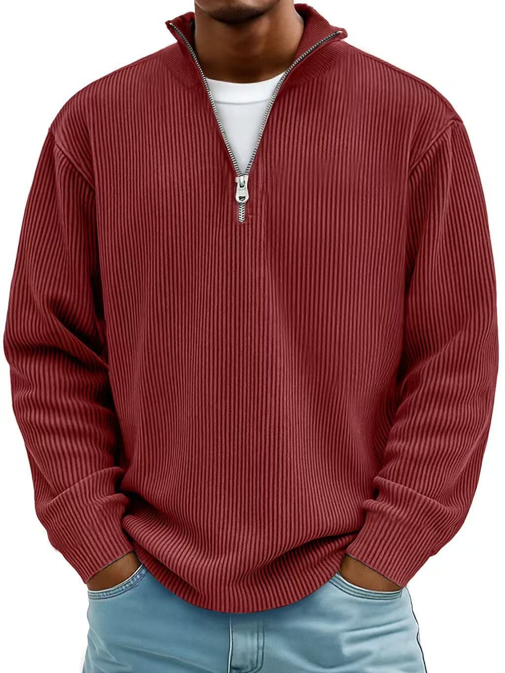 Men's Corduroy Zip Collar Sweatshirt
