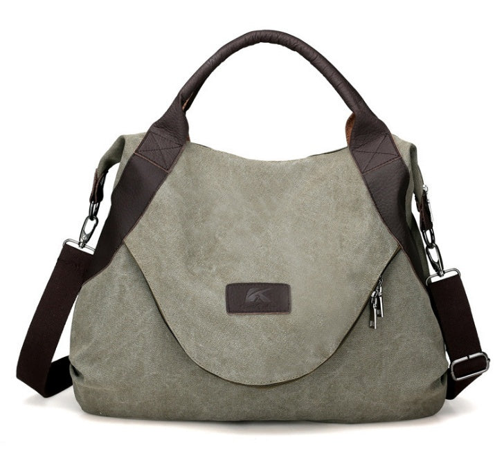 Minimalist Retro Canvas Shoulder Bag for Women | Vintage Crossbody Handbag | Large Capacity Aesthetic Daily Tote | High-Sense Casual Messenger Bag for Work & Travel