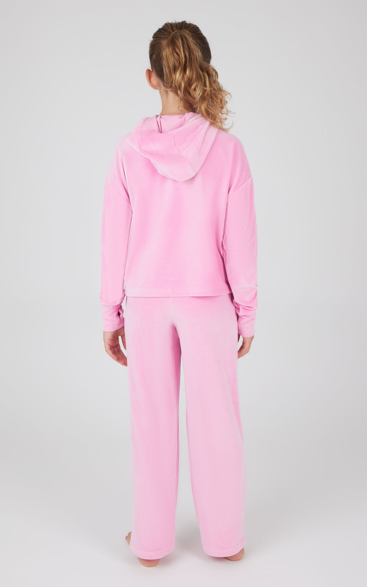 90 Degree by Reflex Girls 2 PC Ribbed Velour Hoodie and Straight Leg Pant