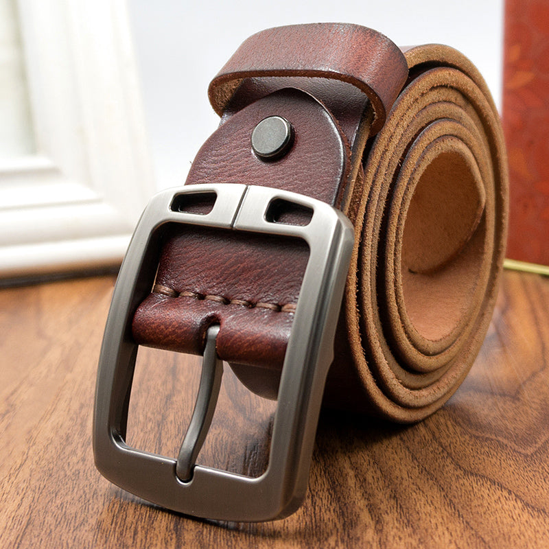 Handmade Retro Men’s Leather Belt | Premium Soft Genuine Leather Waist Strap | Classic Pin Buckle Heritage Belt | Durable Handcrafted Men’s Accessory for Jeans & Trousers