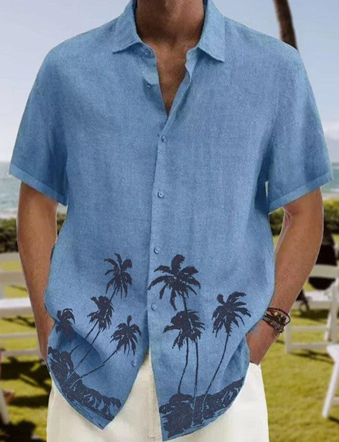 Men’s Summer Fashion Trend Beach Shirt | Casual Short Sleeve Tropical Button-Down | Breathable Lightweight Vacation Shirt | Trendy Men's Streetwear Summer Top
