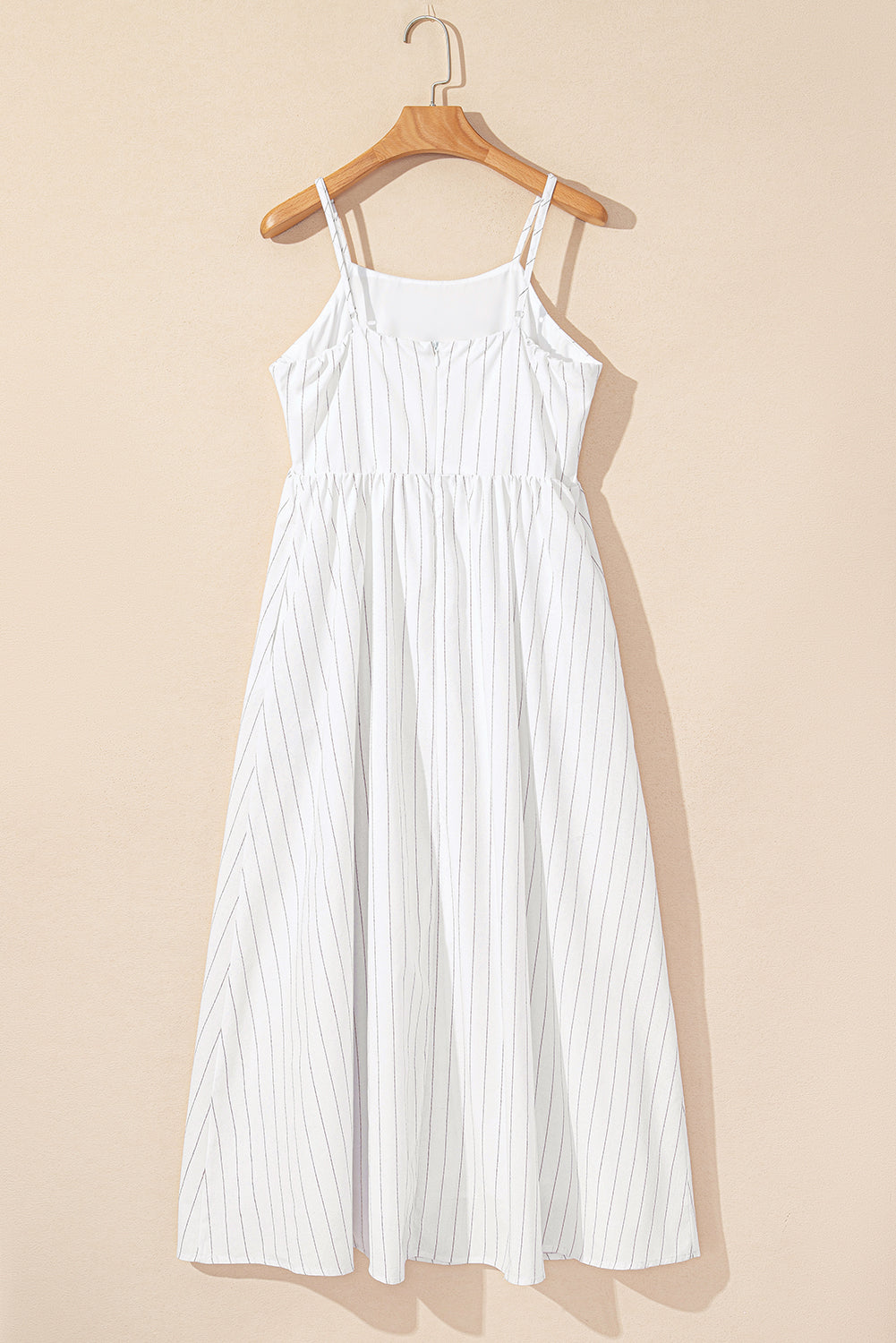 Threaded Pear Ainsley Stripe Spaghetti Strap Pocketed Maxi Dress