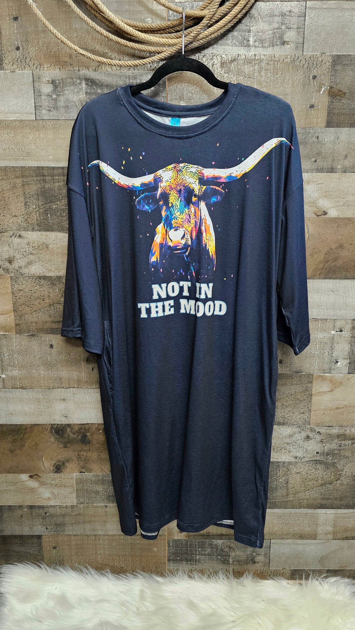 Baha Ranch Not in the mood Longhorn Oversized Sleepshirt