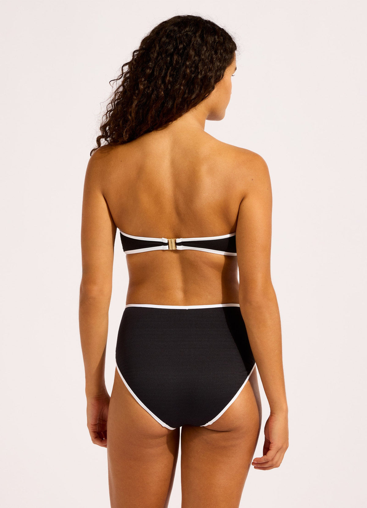 Beach Bound Ring Front Bandeau Bikini Top - Black