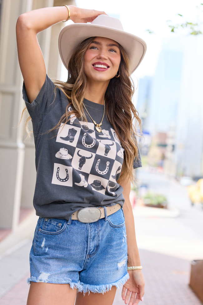 Country Checkered Dark Grey Graphic Tee