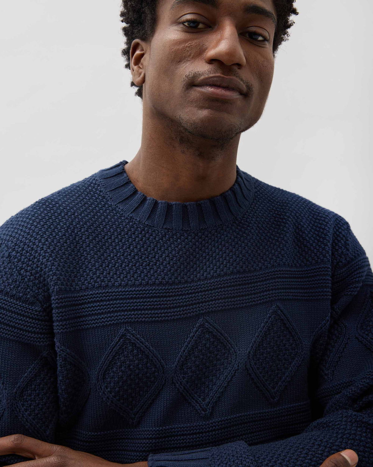 Mens Capeside Sweater - Cotton Sweater Knit - Mineral Blue