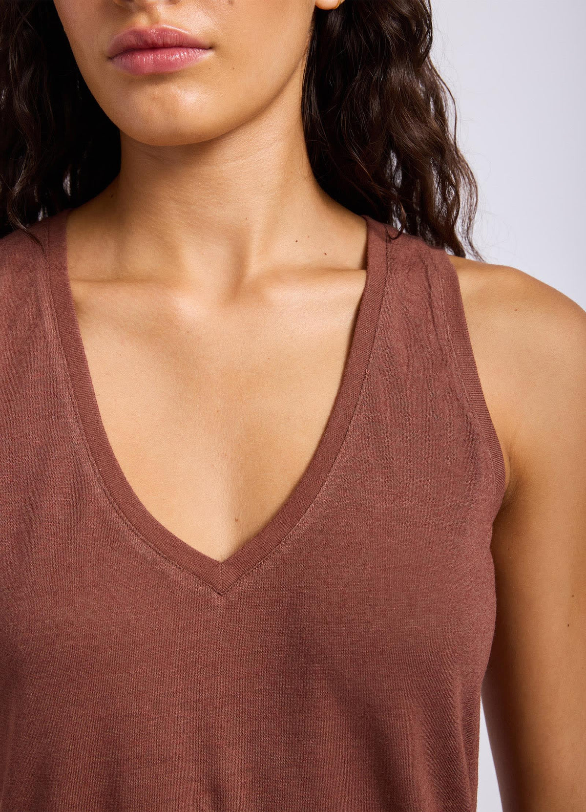 Slub Linen V Neck Tank Top
