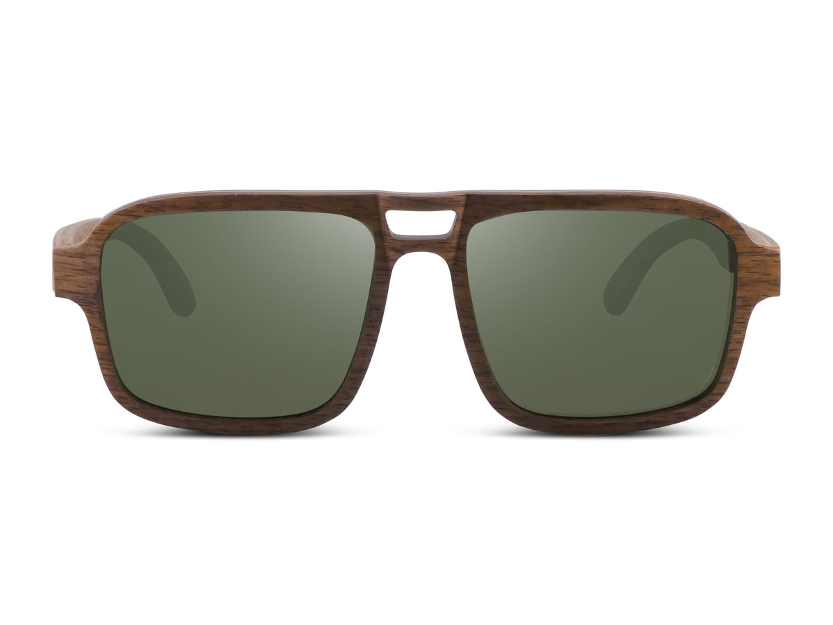 Flyer | Natural w/ Green | Wooden Sunglasses