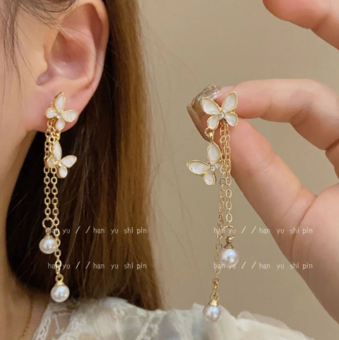 New Trendy Exquisite Sweet Butterfly Long Tassel Earrings | High-Sense Romantic Drop Earpieces | Trendy Minimalist Butterfly Tassel Jewelry | Luxury-Label Statuesque Radiant Accessory | 2026 High-Fashion Emerald-Luxe Essential