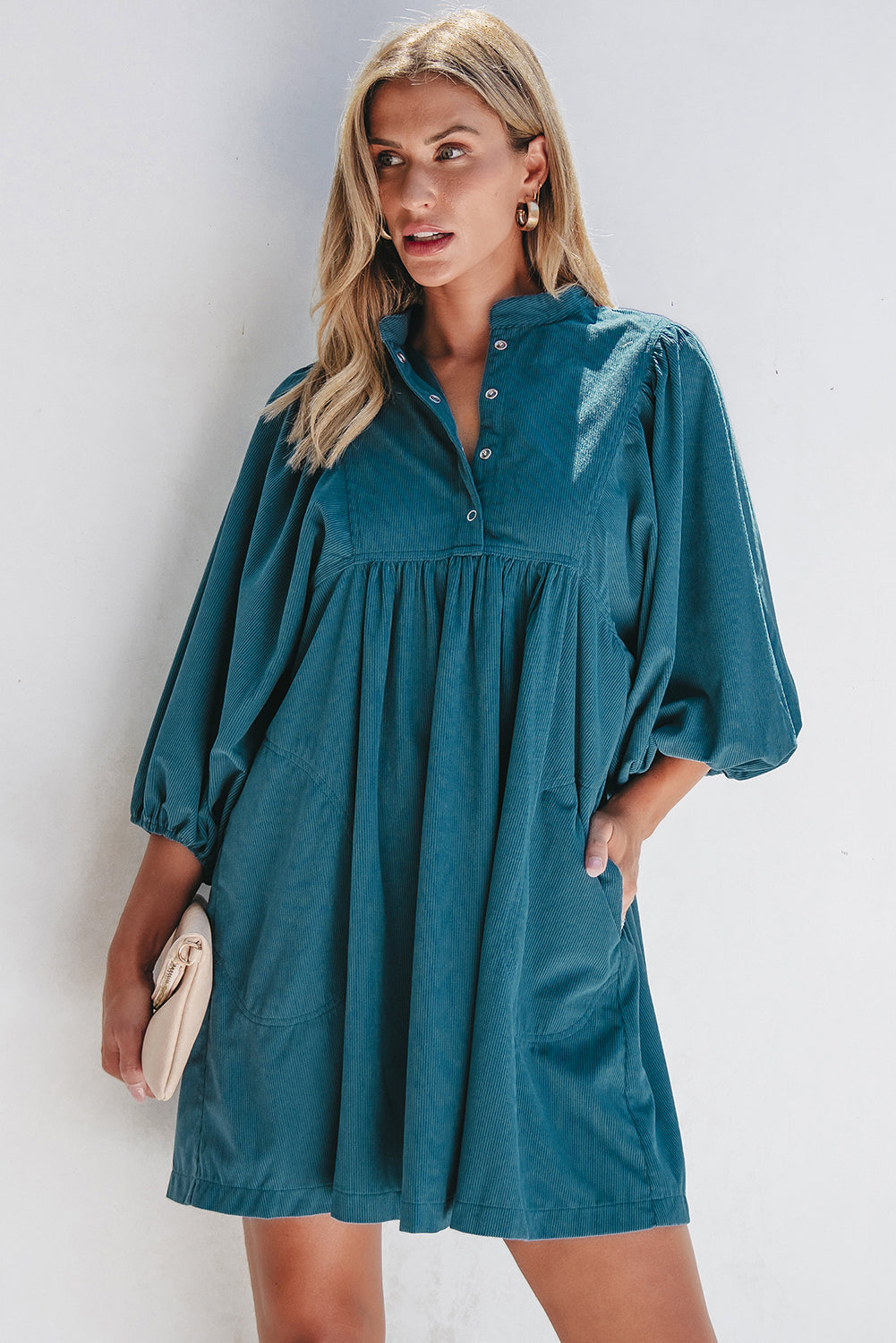 Threaded Pear Charlie Corduroy Button Dress