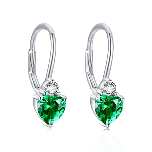 925 Sterling Silver Heart Zirconia Earrings | Hypoallergenic Birthstone Jewelry for Women | Sparkling Romantic Heart Studs for Sensitive Ears