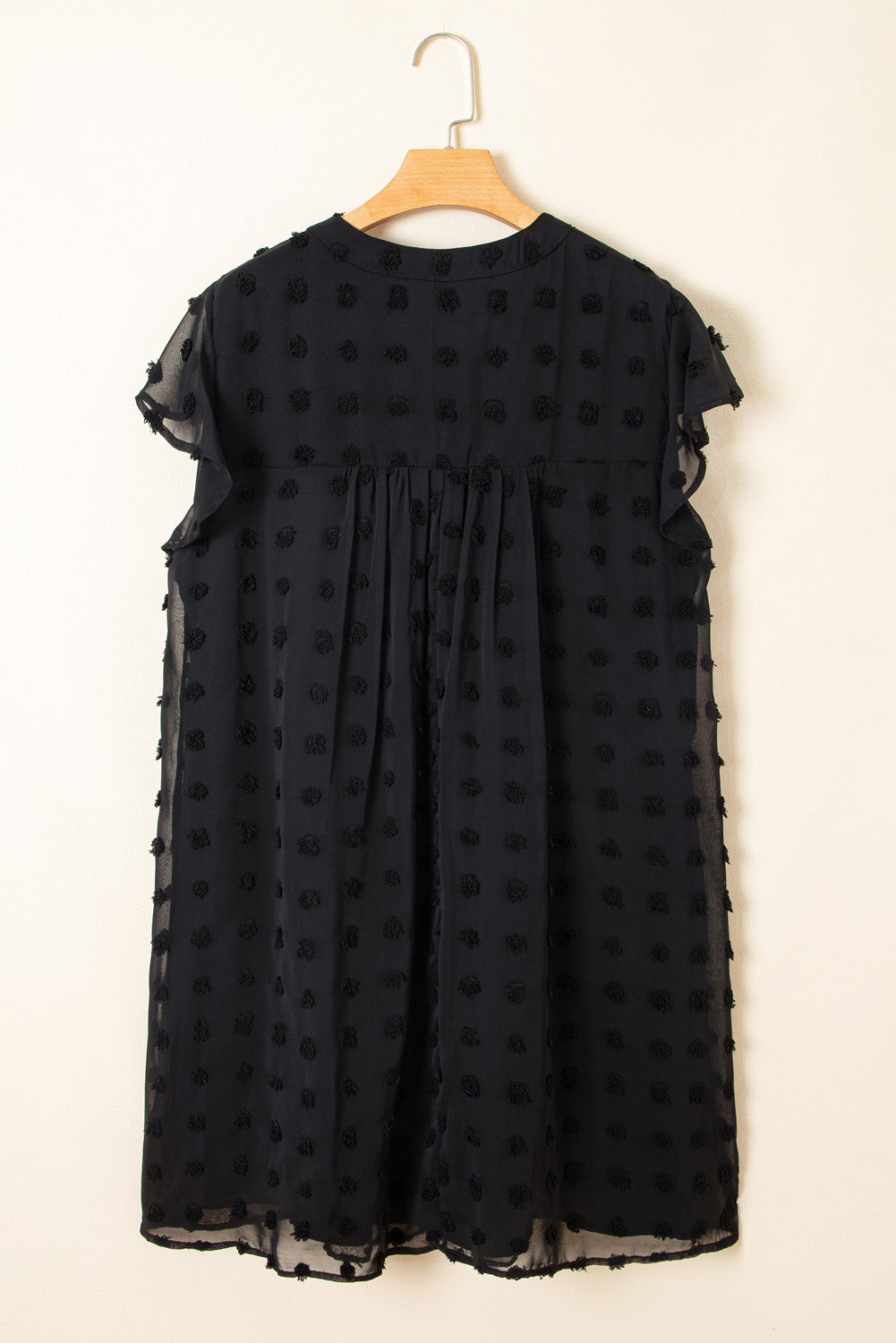 Threaded Pear Lilith Plus Size Dotty Textured Ruffled Dress