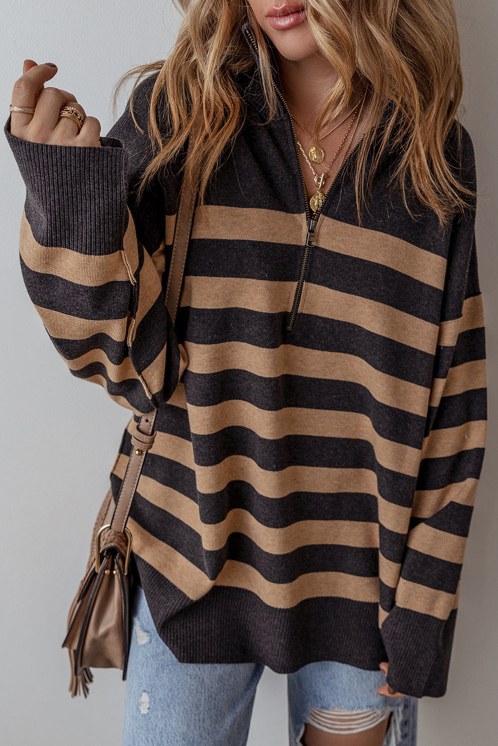 Threaded Pear Adeline Stripe Oversized Sweater