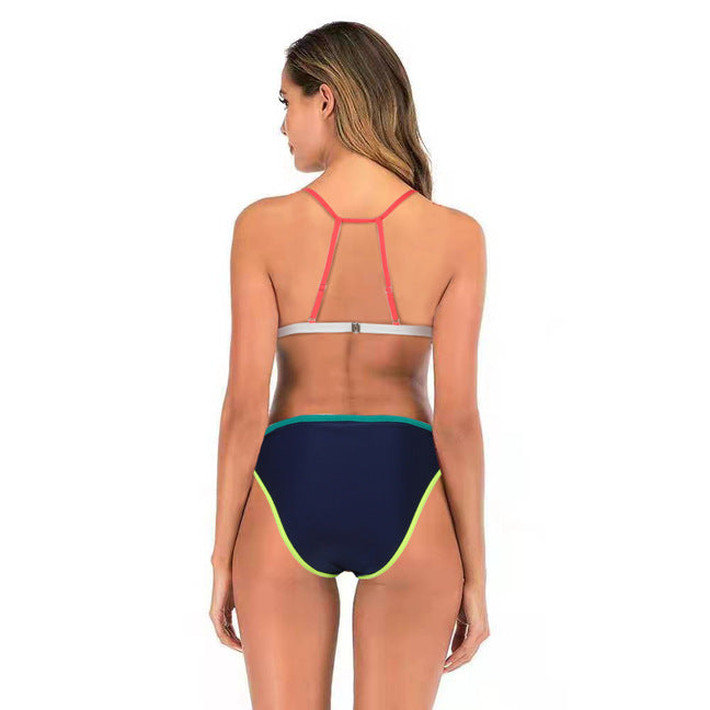 Sexy Bikini With Small Colorful Stripes For Women Thong Swimwear