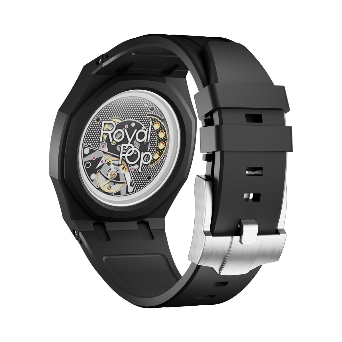 AP x Swatch Royal Pop Performance Band – Midnight Black – Vertical Crown Edition | Waloo Watch Bands