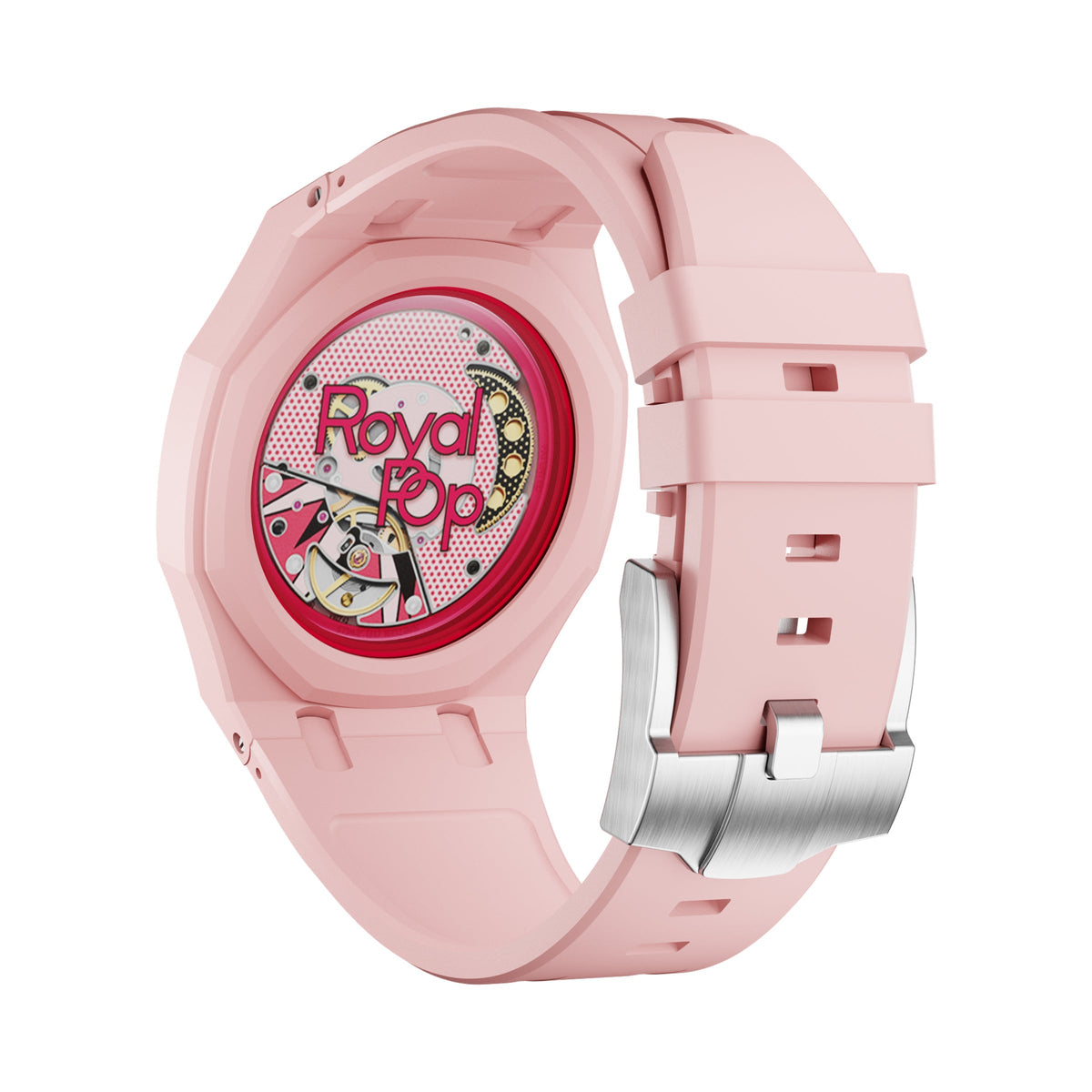 AP x Swatch Royal Pop Performance Band – Rosé Pink – Vertical Crown Edition | Waloo Watch Bands