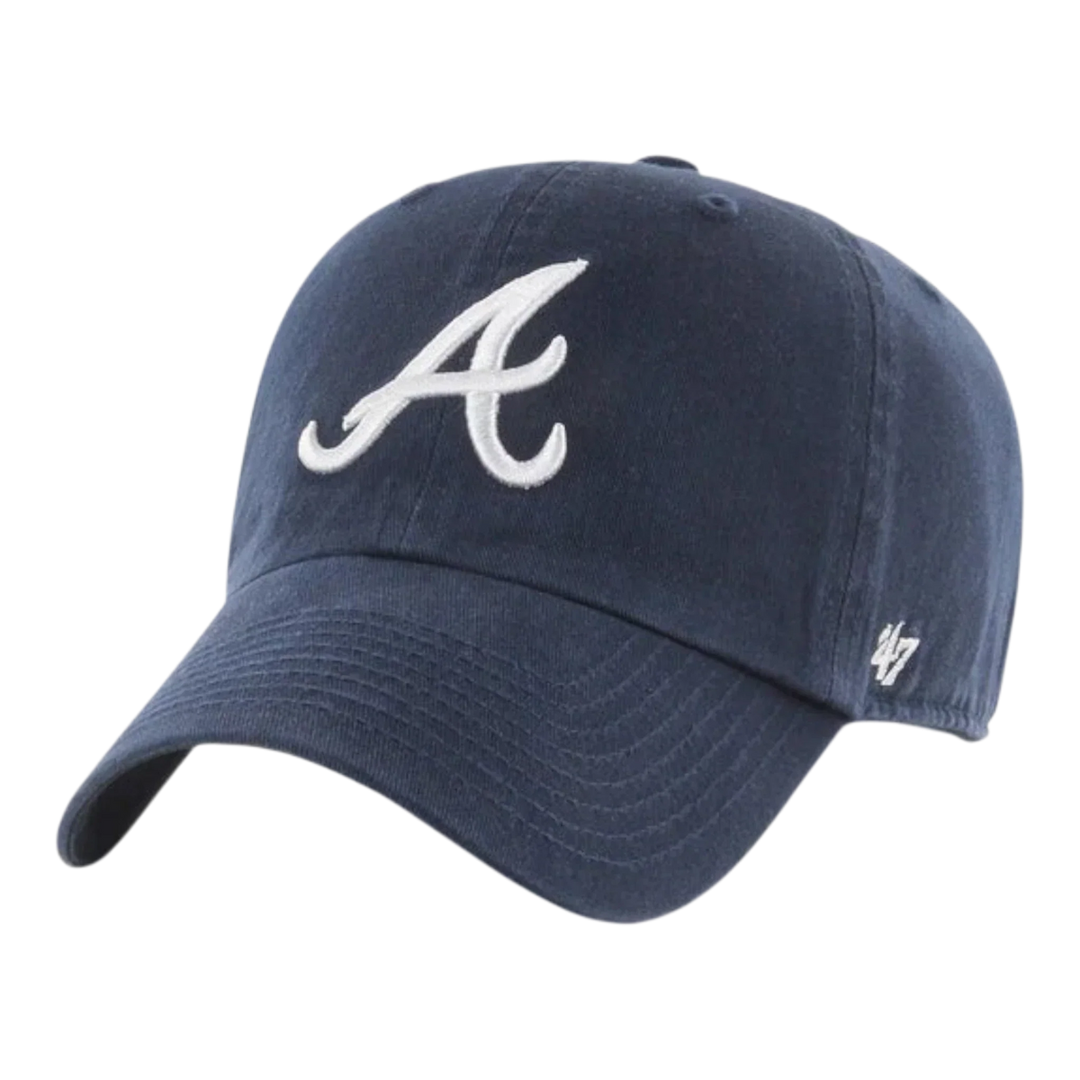47 Brand Clean Up Atlanta Braves Strapback Hat — Navy Adjustable Cap