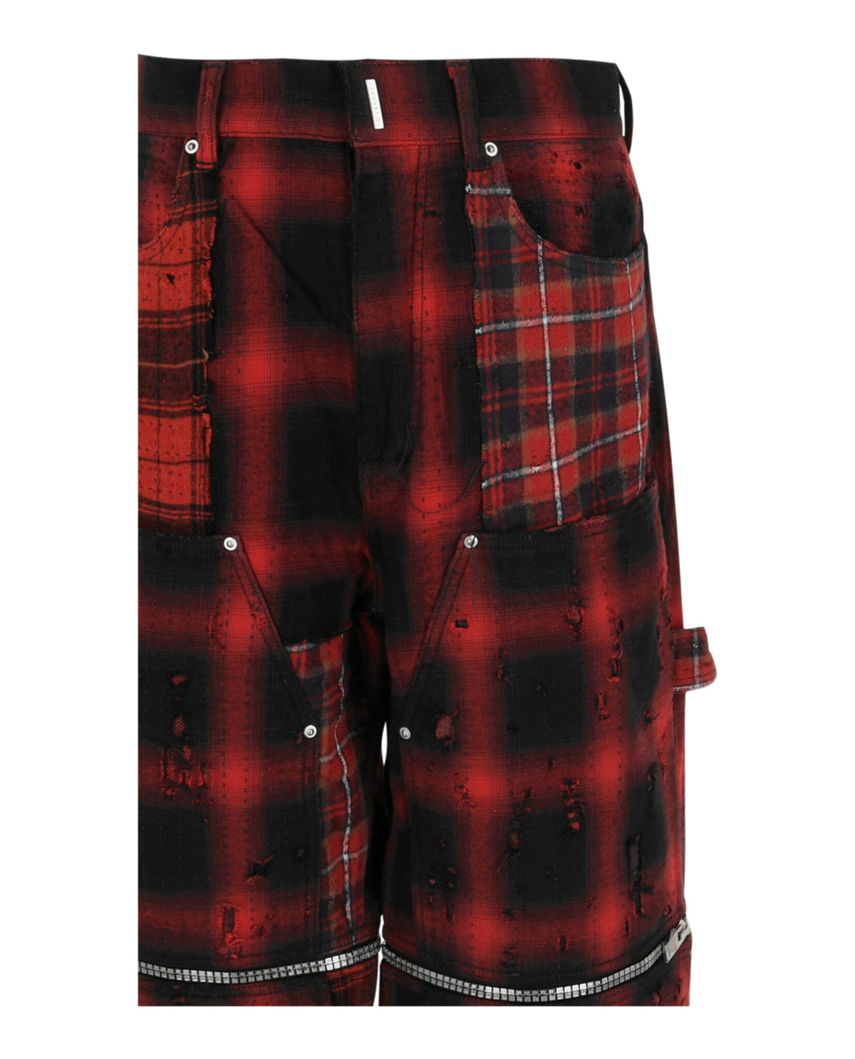 Givenchy Convertible Distressed Plaid Carpenter Pants