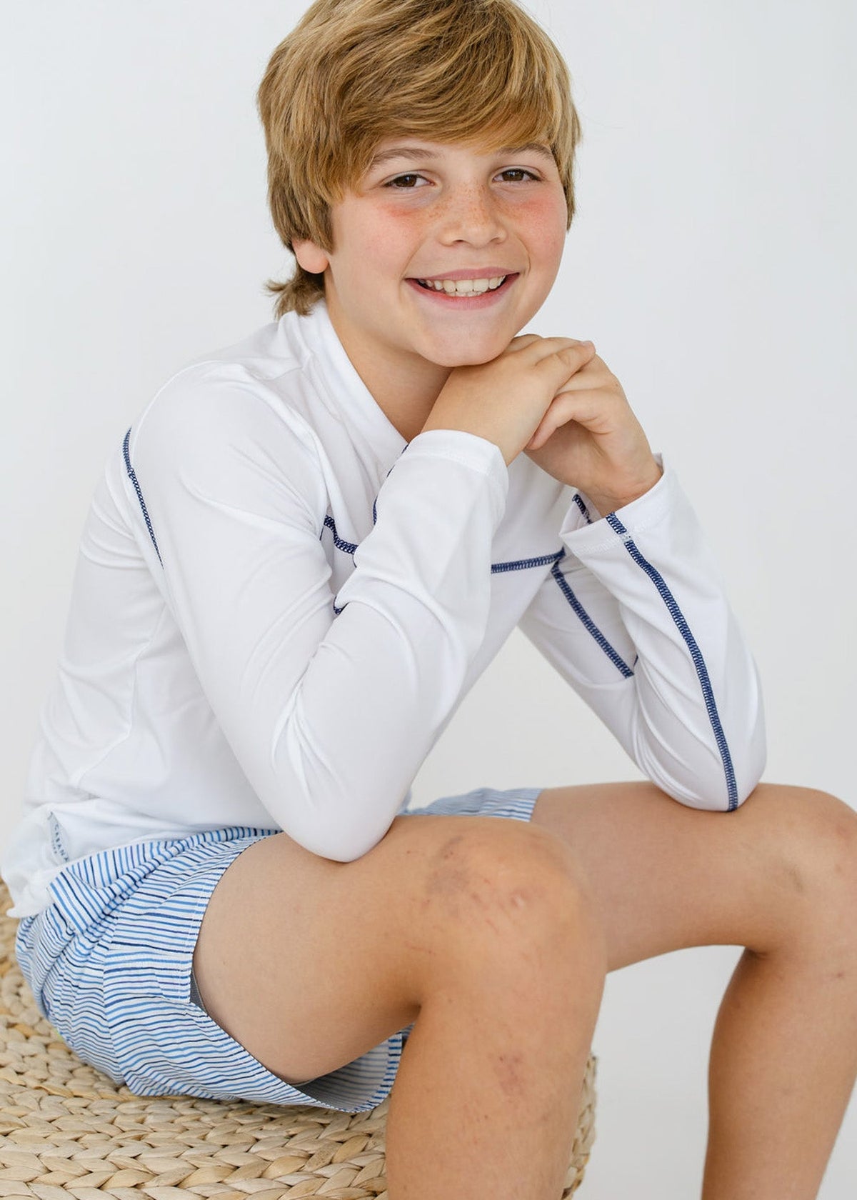 Boys White Zip Rashguard