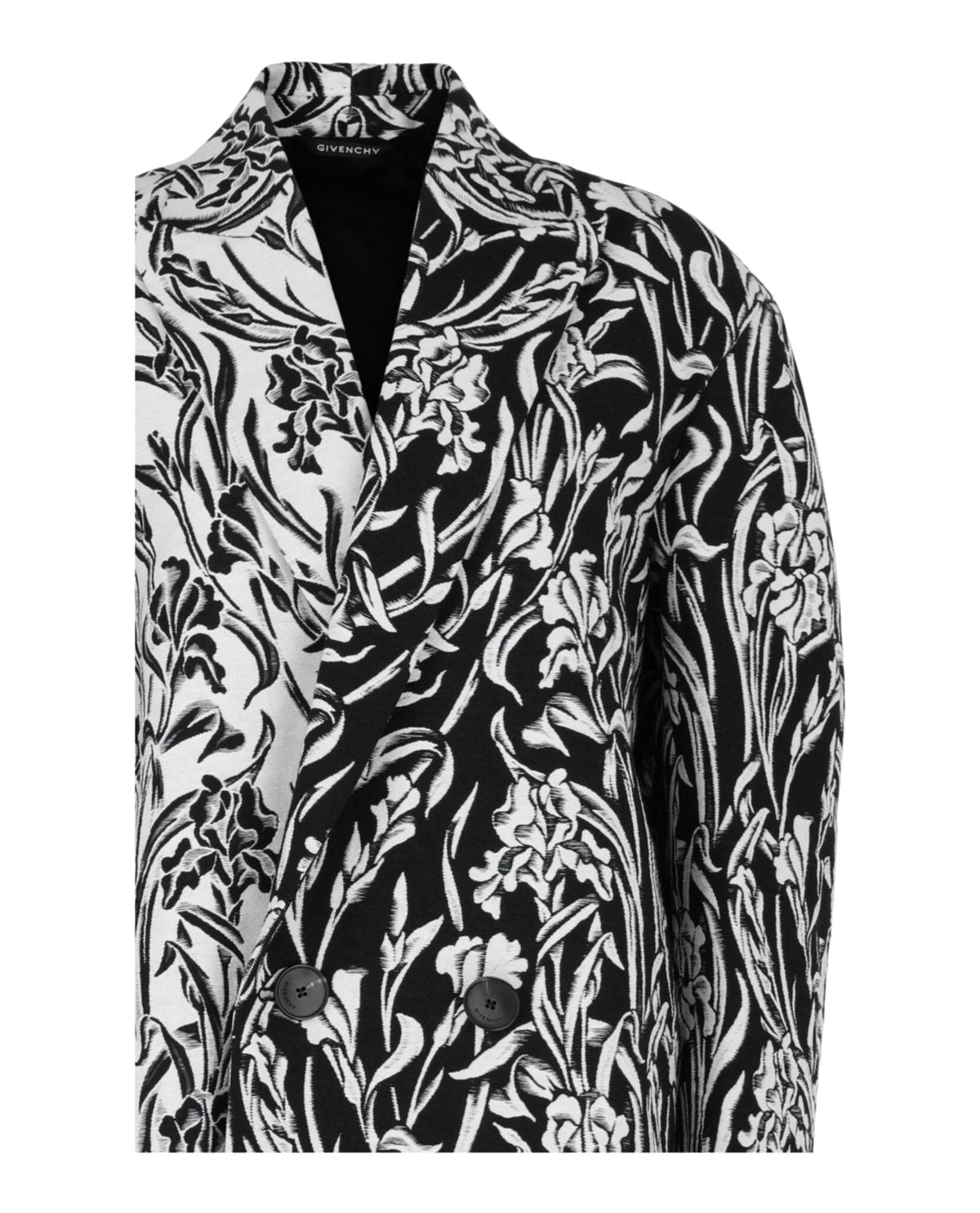 Givenchy Double-Breasted Floral Jacquard Coat