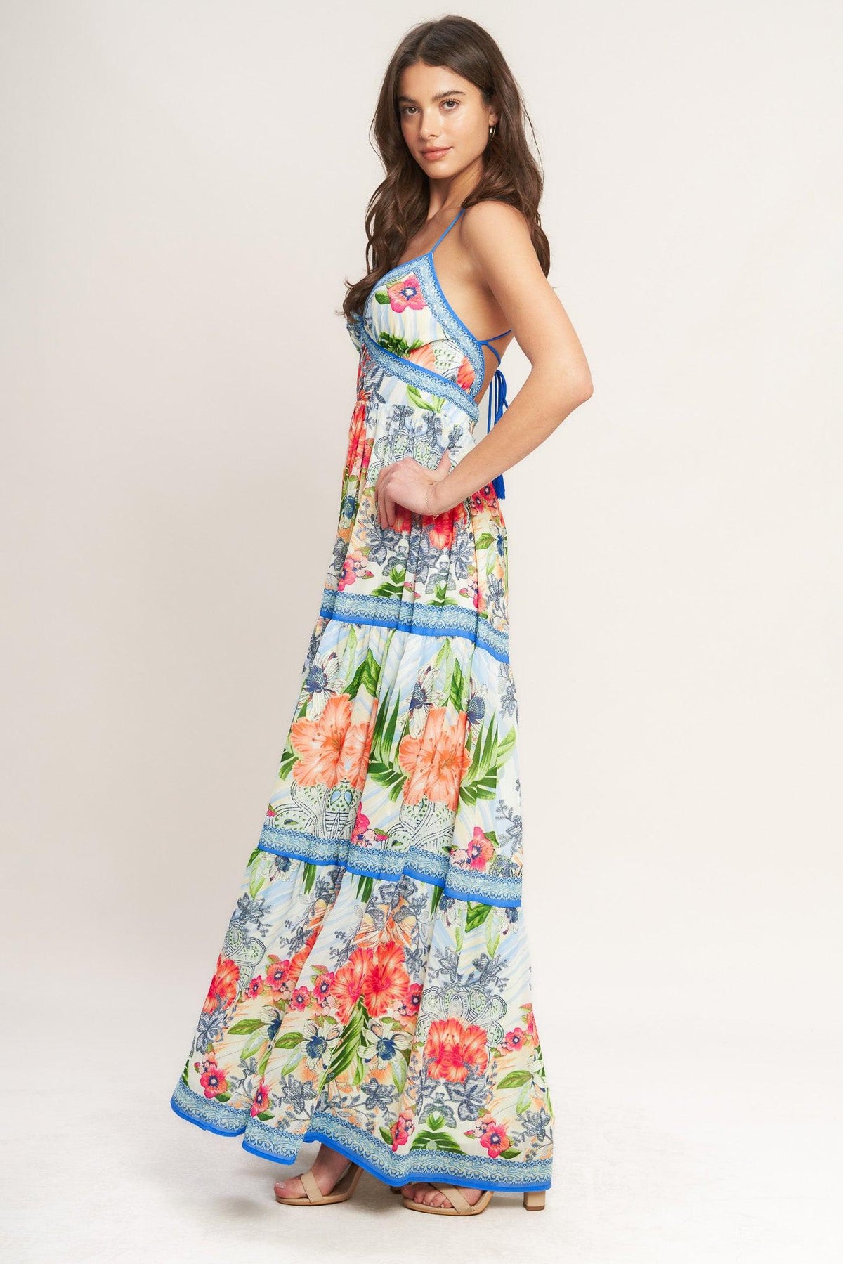Fresh Botanical Scale Woven Maxi Dress