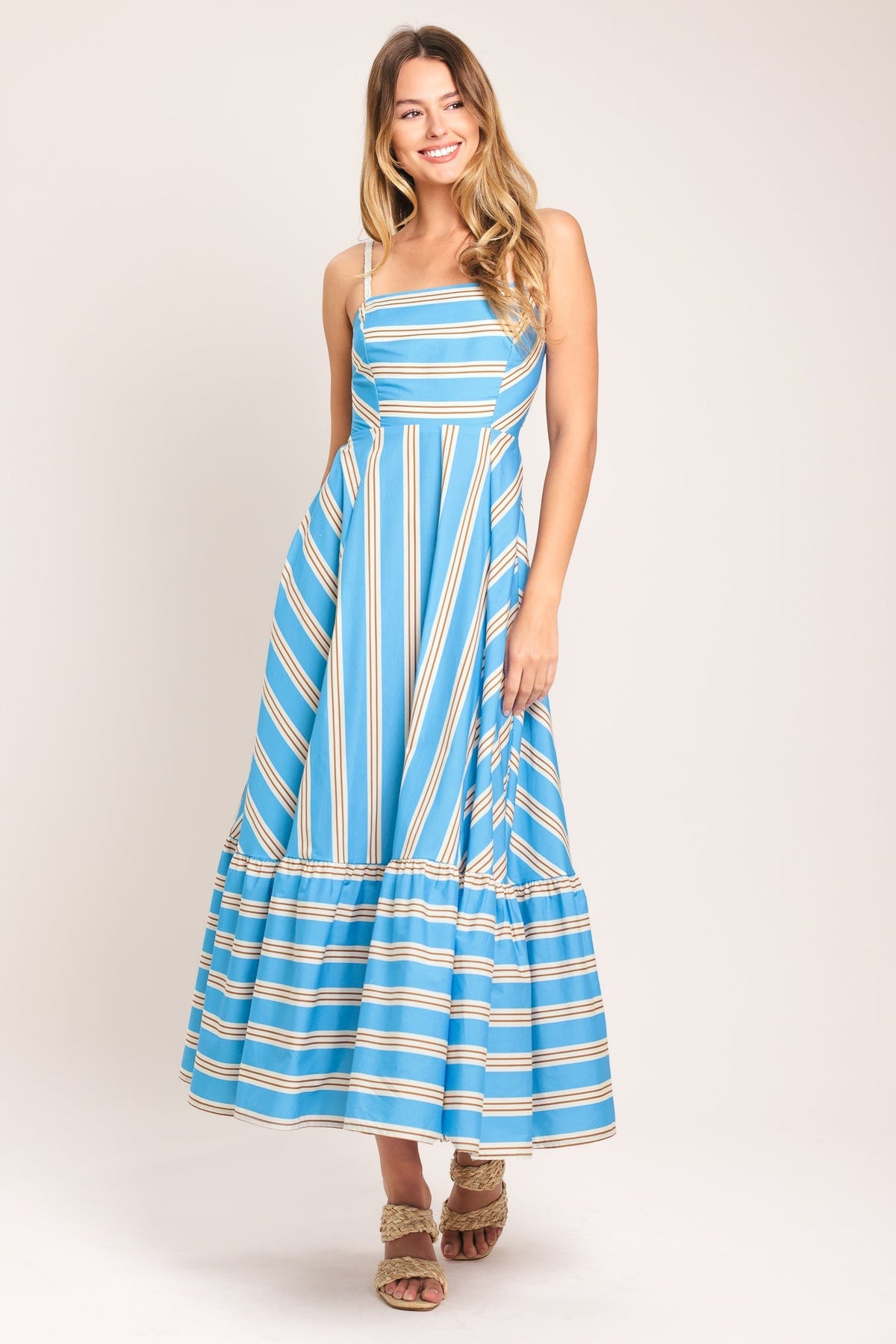Breeze Stripe Woven Midi Dress