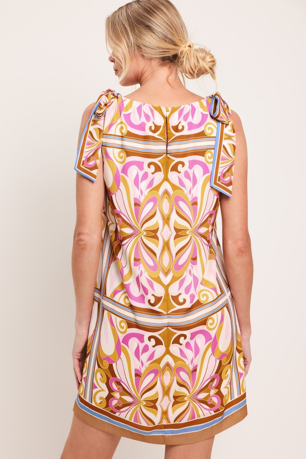 Golden Psyche Woven Mini Dress