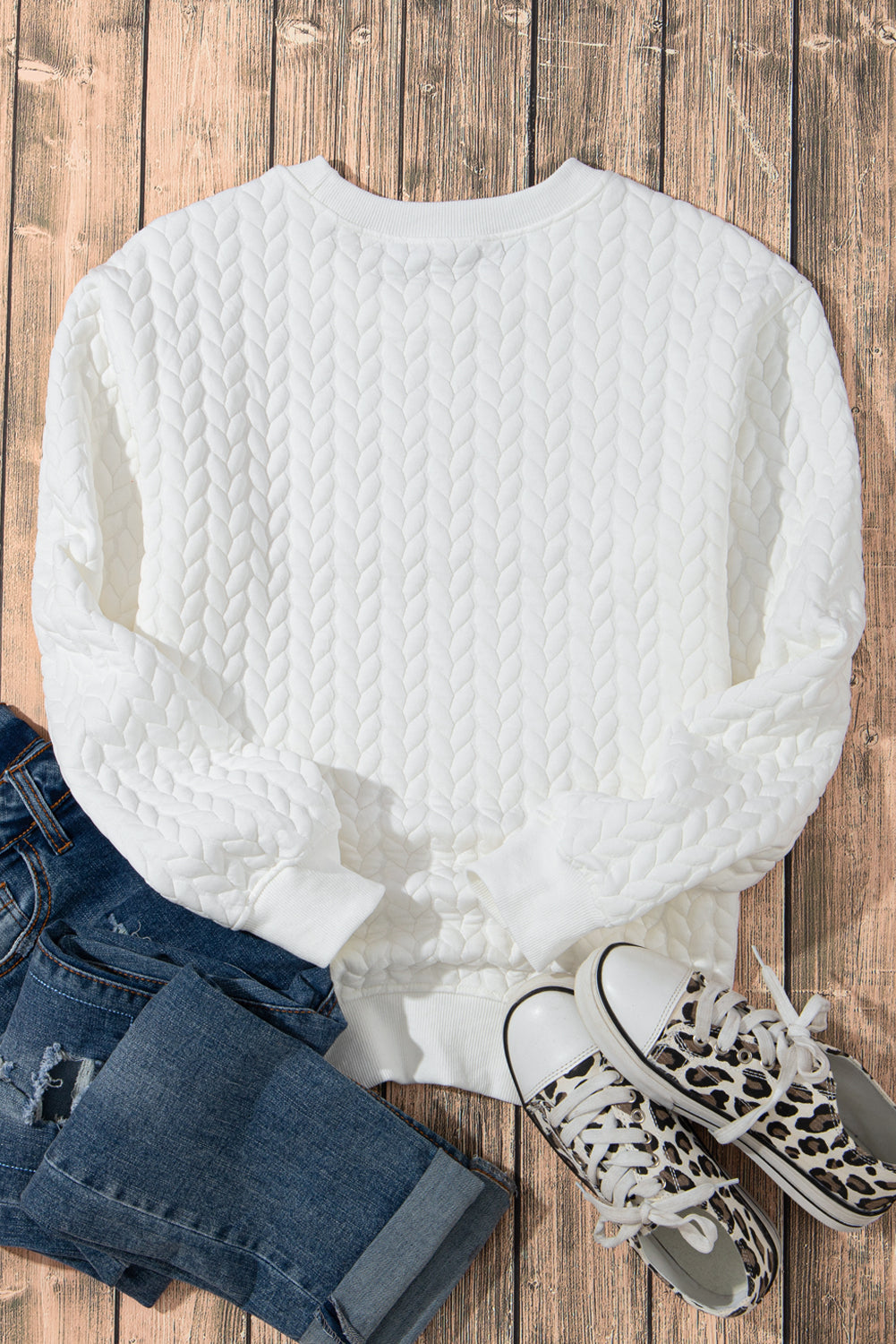 Threaded Pear Logan XOXO Glitter Chenille Cable Knit Pullover Sweatshirt
