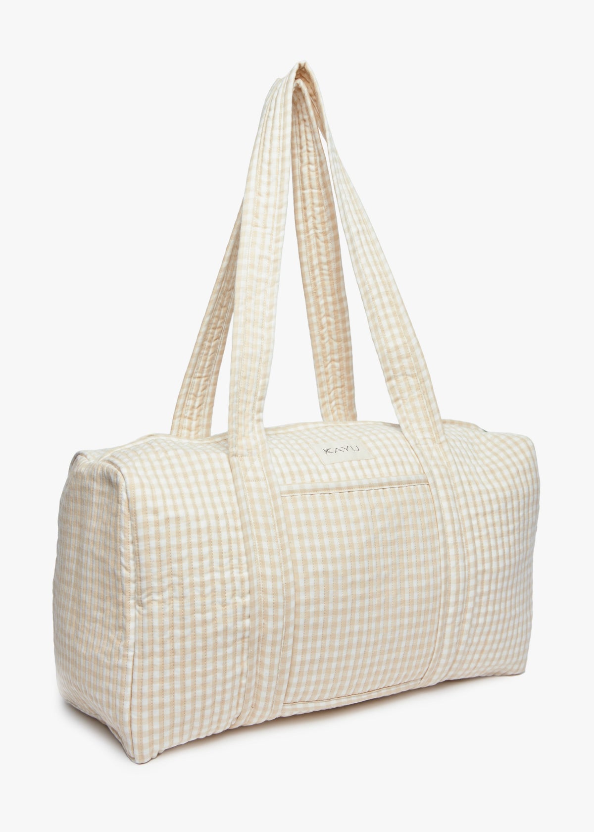 Daphne Travel Weekender Zip Tote Bag (Beige Gingham)