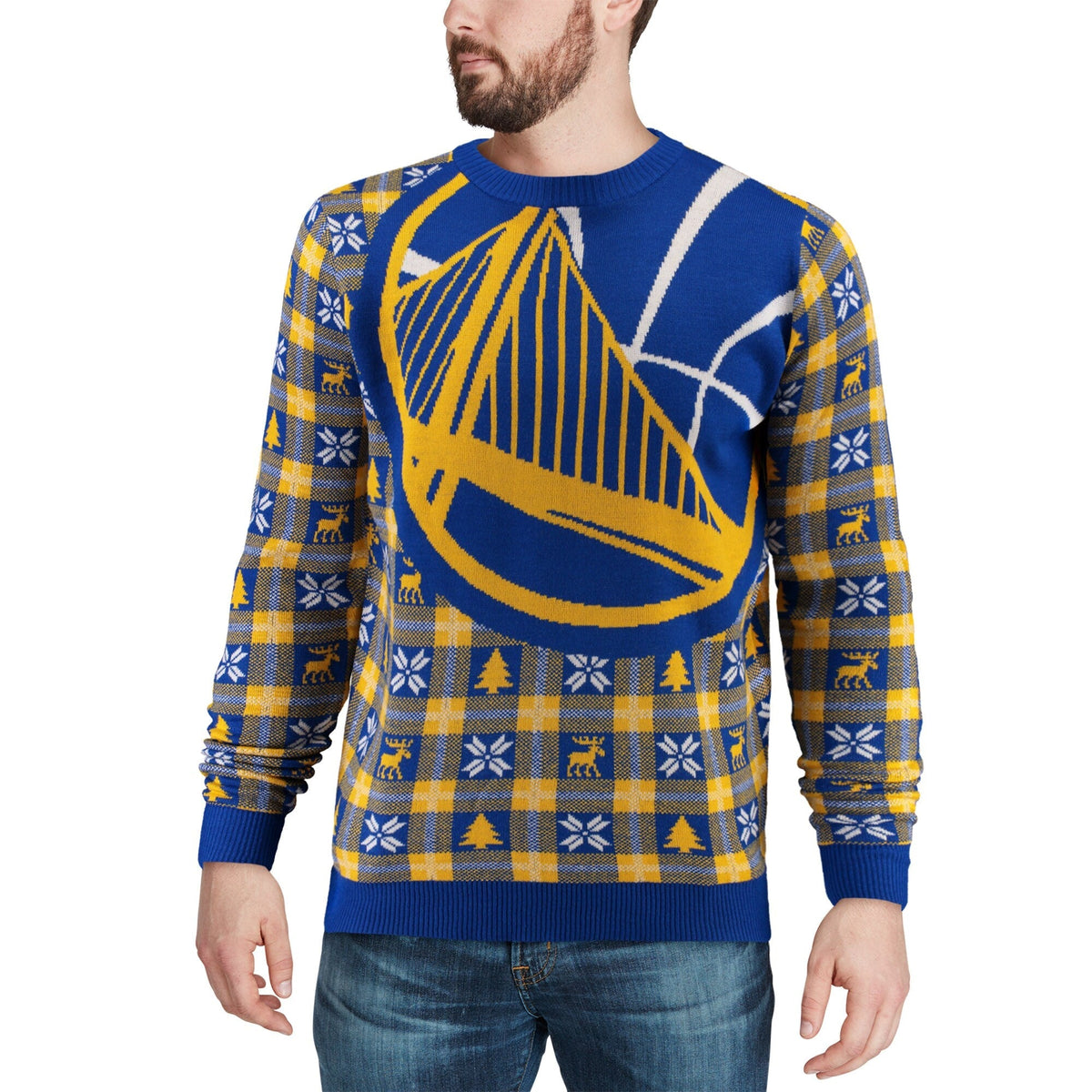 Foco Men's Golden State Warriors Ugly Big Logo Sweater Royal