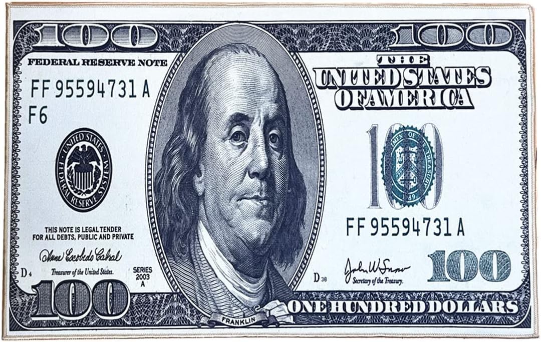 100 Dollar Bill Area Rug Mat 22 x 53