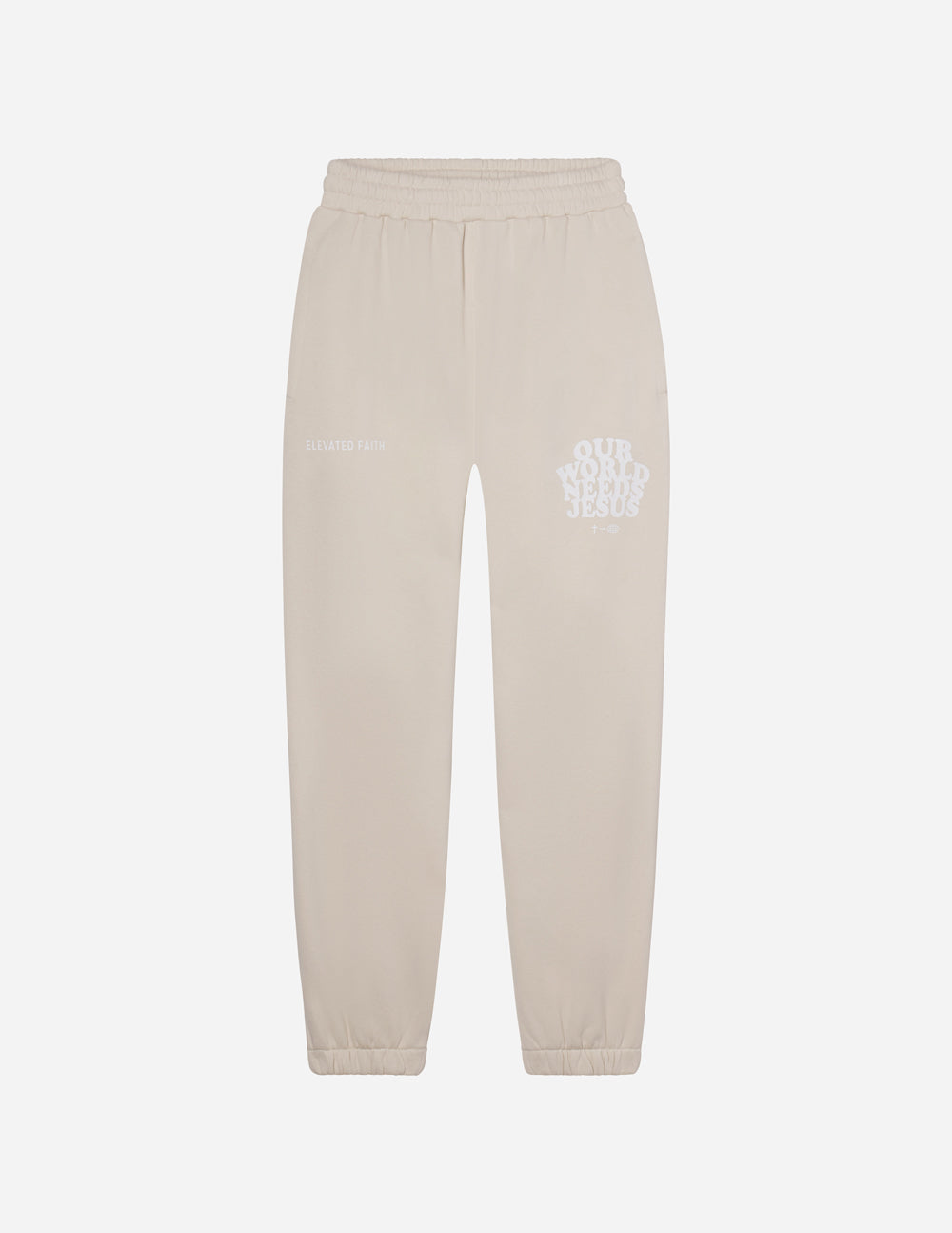 Elevated Faith Our World Needs Jesus Beige Unisex Sweatpant