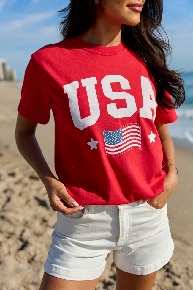 Athletic USA Flag Red Graphic Tee