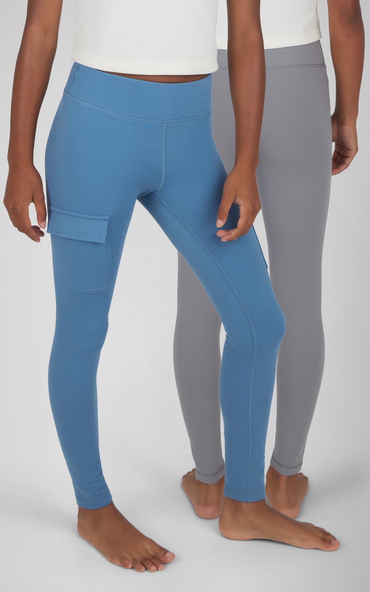 90 Degree by Reflex Girls 2 PK Polarlux Everyday Cargo Pocket Legging + Everyday Basic Legging