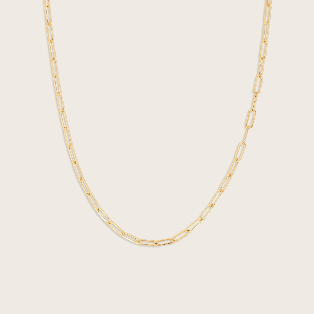 14k Yellow Gold Paperclip Chain Link Necklace