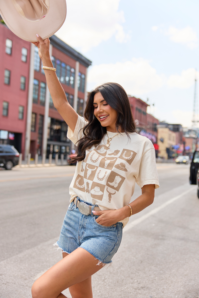 Checkered Cowboy Ivory Graphic Tee