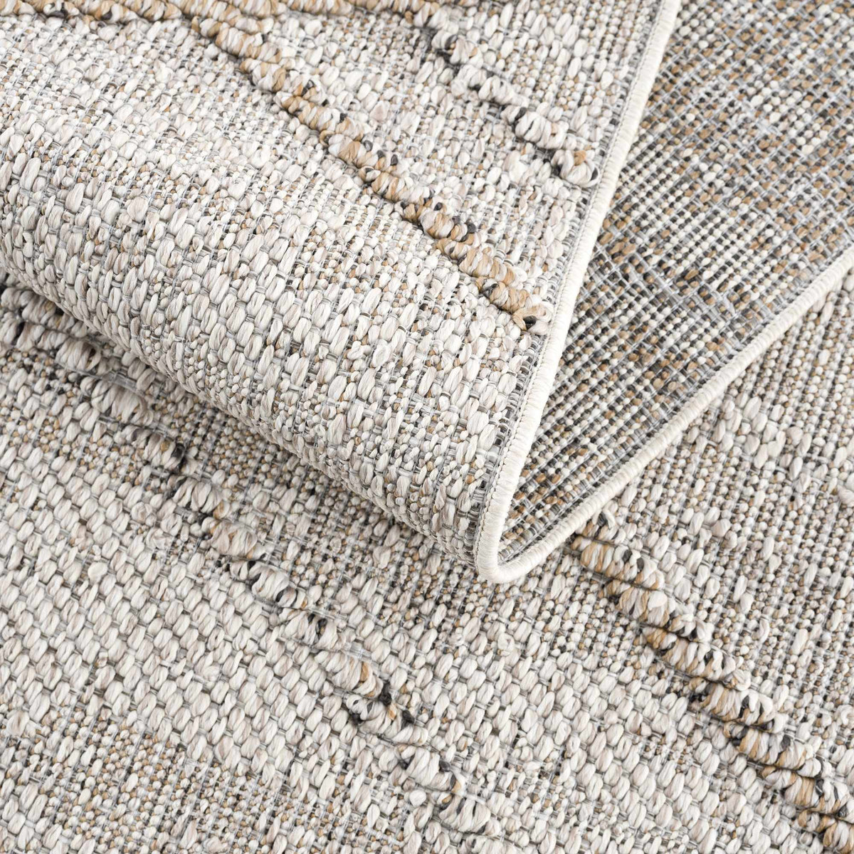 Baqer Bone & Tan Textured Performance Outdoor Rug - Clearance