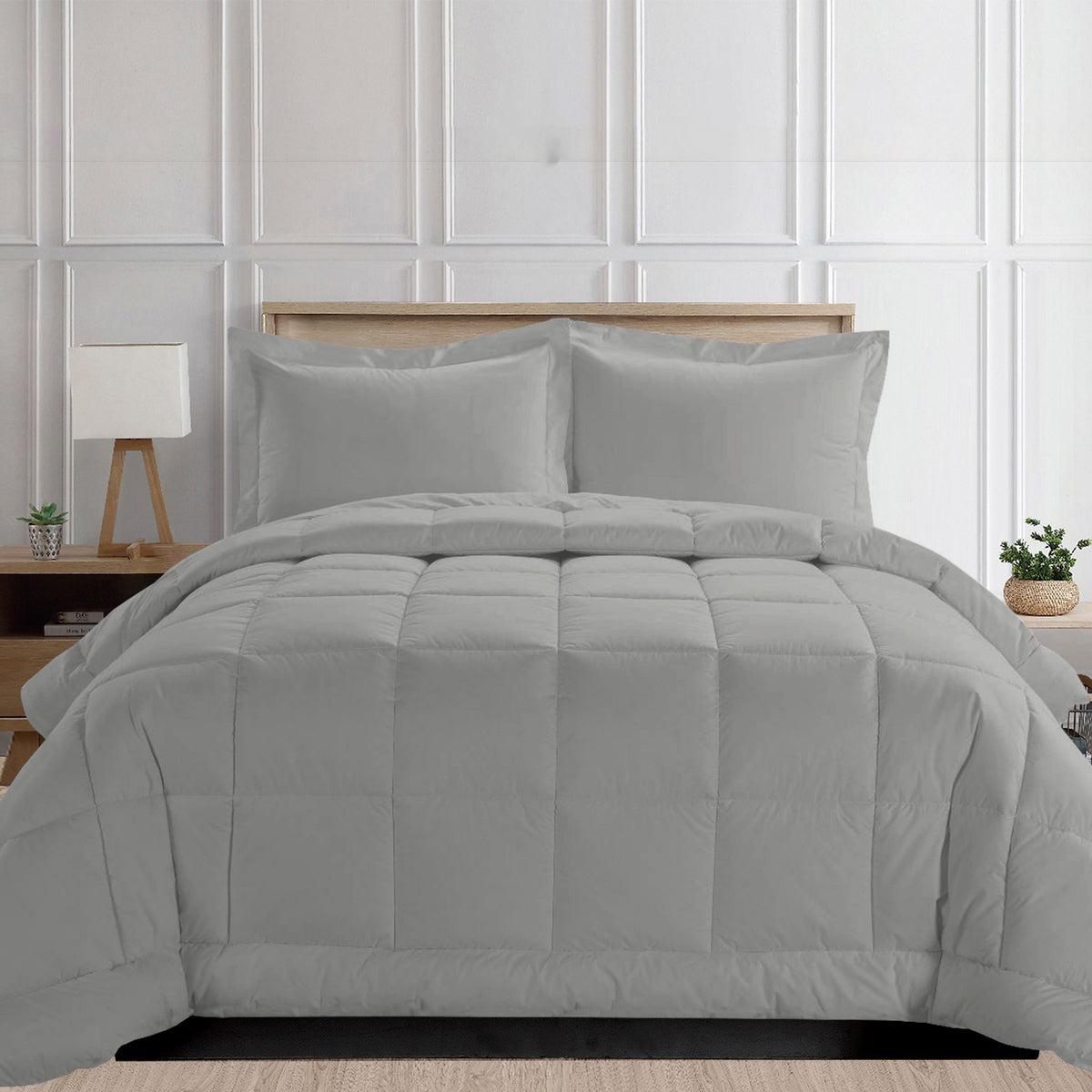 Elegant Comfort 3-Piece Box Stitched Comforter & Shams - Duvet Insert with 4 Corner Tabs