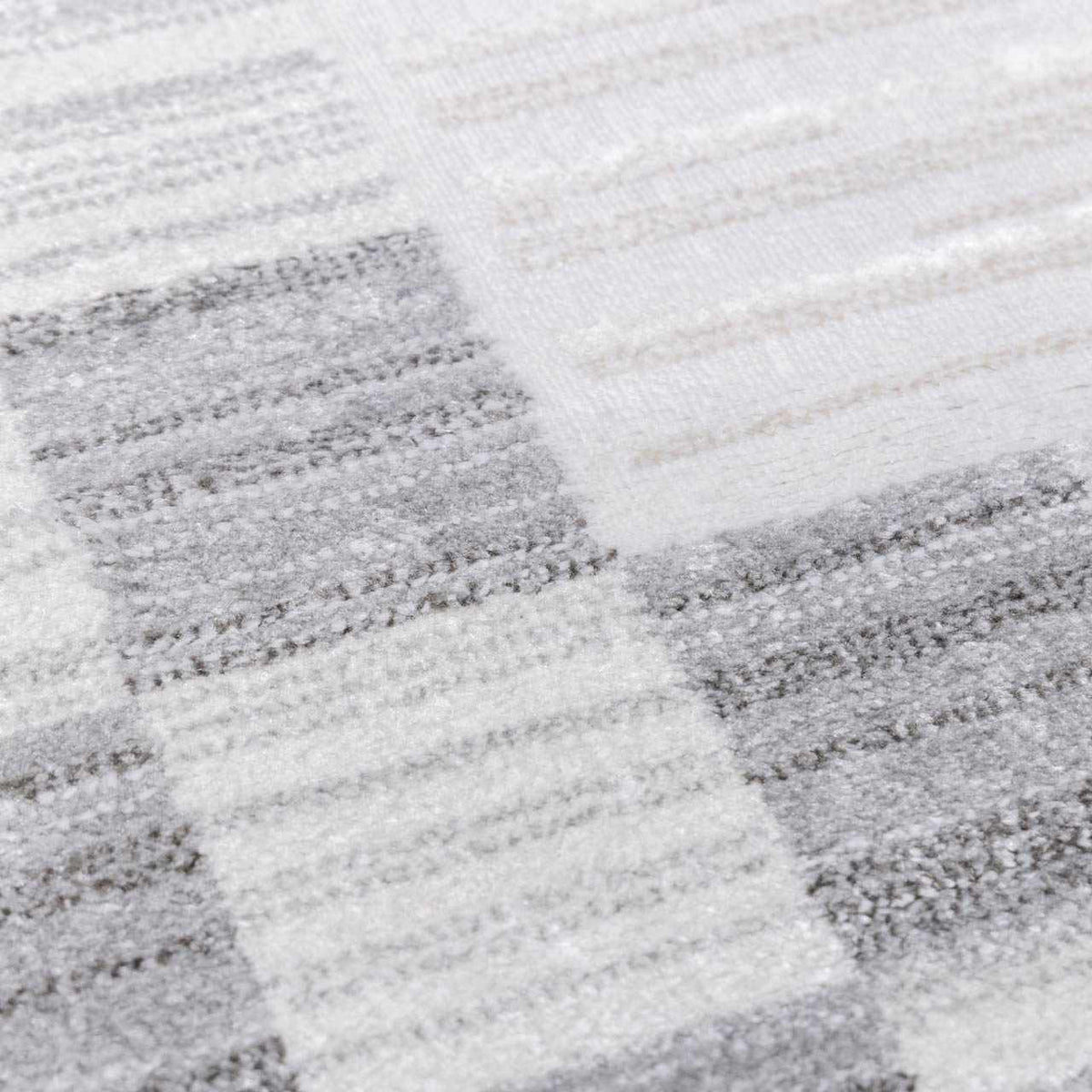 Azrika Gray Checkered Washable Rug