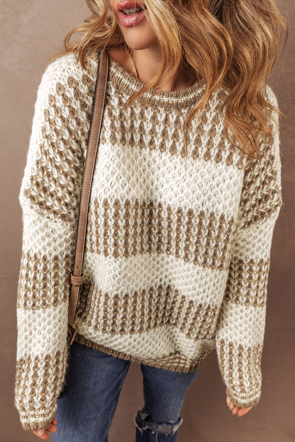 Threaded Pear Saylor Round Neck Loose Sweater