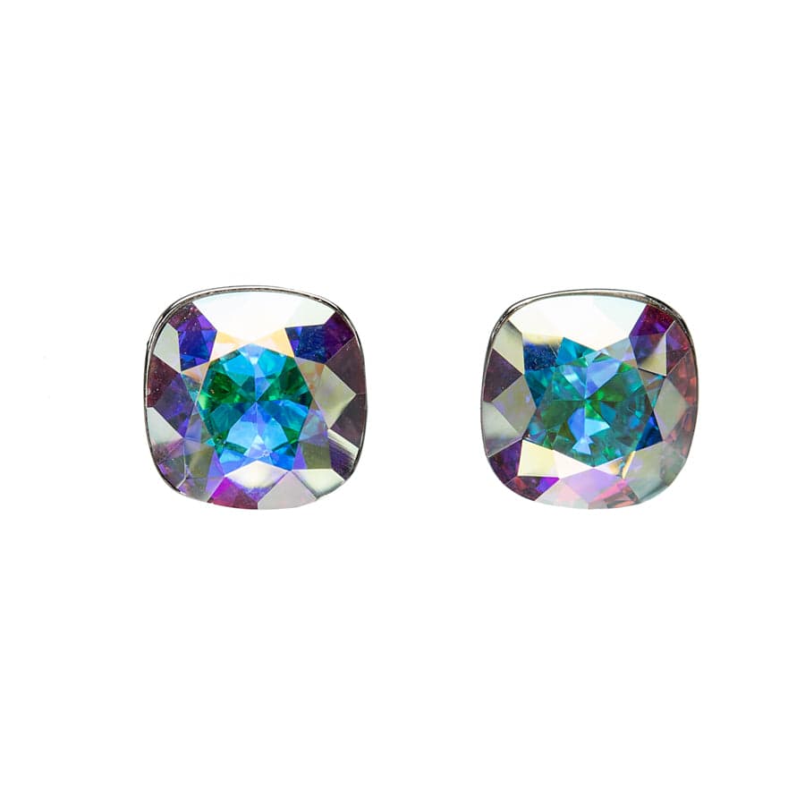 Aurora Borealis Swarovski Crystal Earrings – Cushion Cut Crystal Stud Earrings