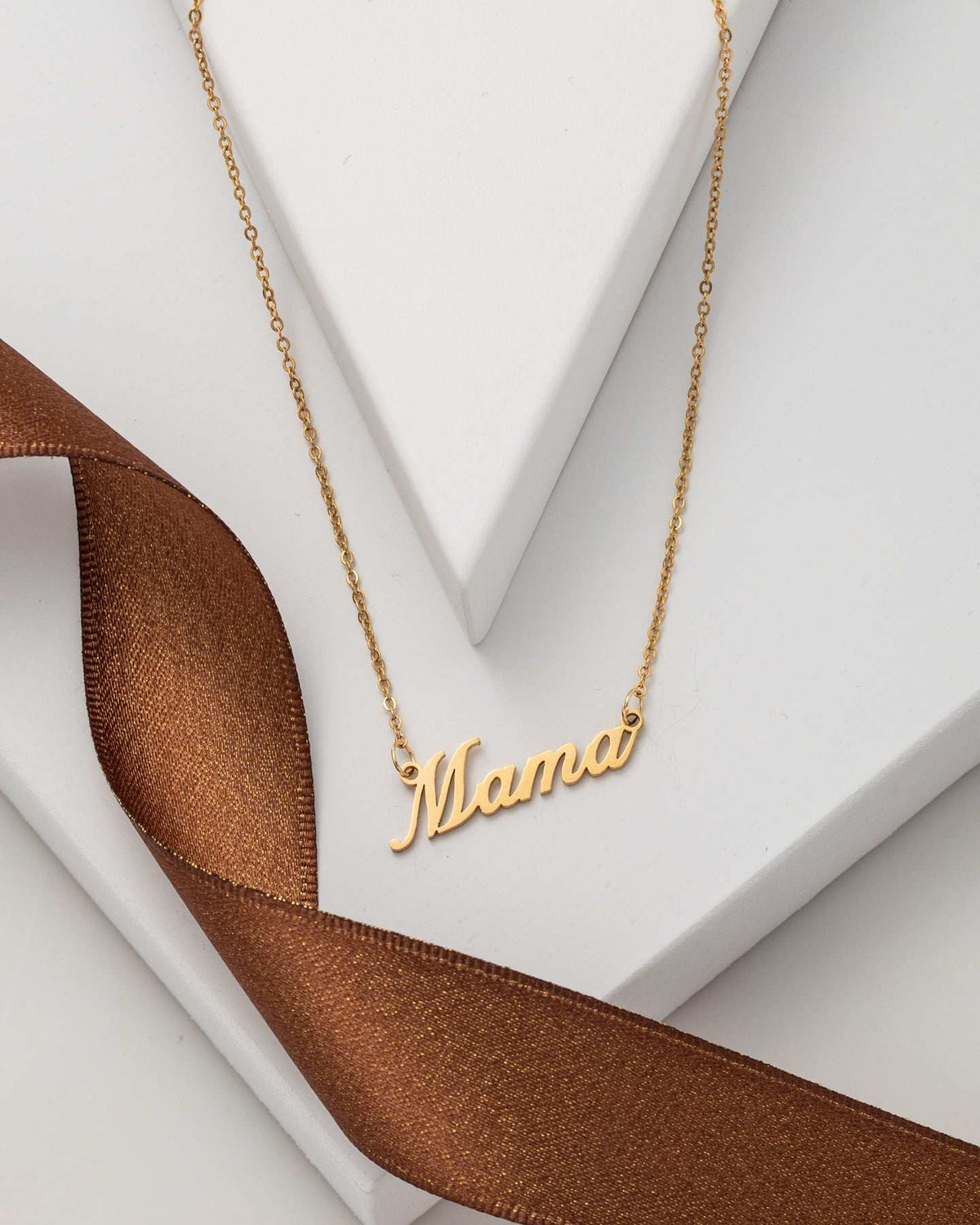 Gold Swarovski Crystal Necklace – Goldtone Stainless Steel Mama Pendant Necklace