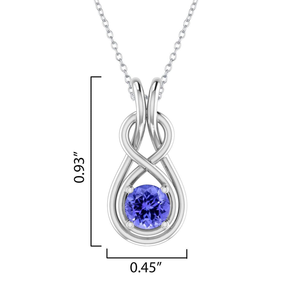Sterling Silver with Natural Tanzanite Infinity Pendant
