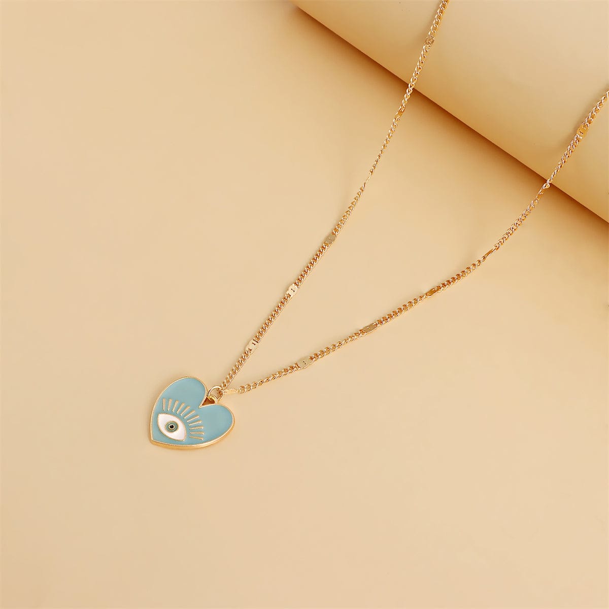 Aqua & Cubic Zirconia Heart Sun Pendant Necklace Set