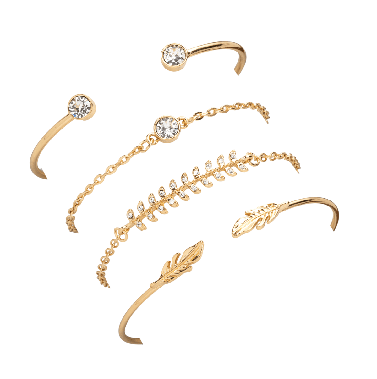 Clear Swarovski Crystal Bracelet – Goldtone Clear Bracelet Set With Feather And Swarovski Crystals