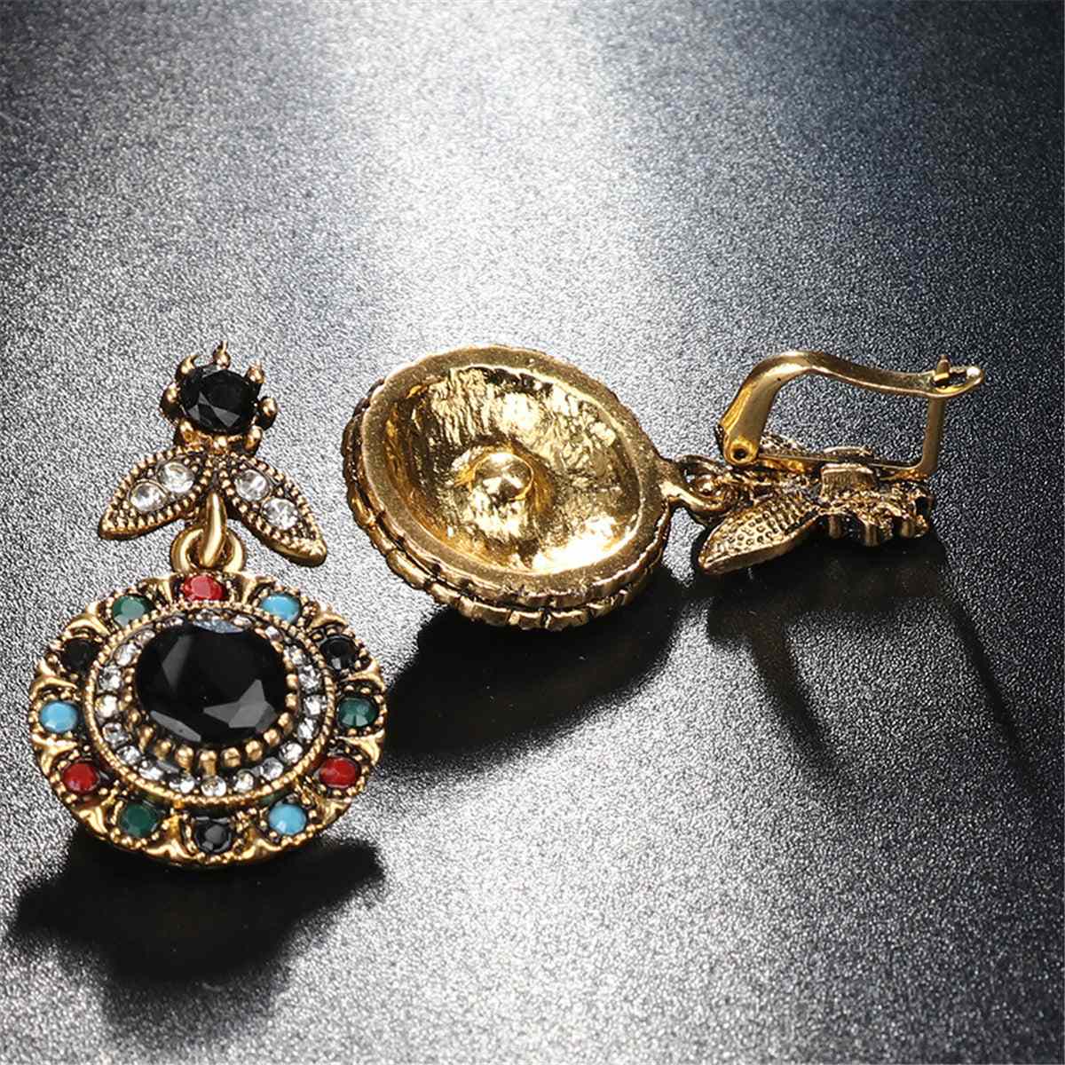 Black & Cubic Zirconia Botany Drop Earrings