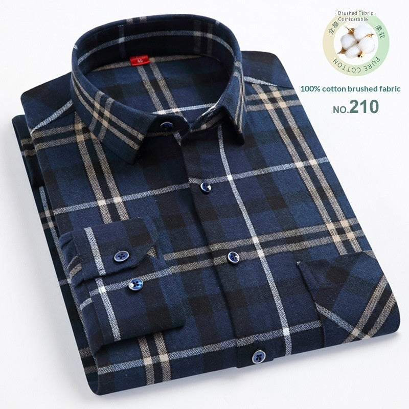 Men’s Casual Plaid Cotton Shirt | Modern Square Collar Checkered Button-Down | Premium Breathable Cotton Flannel Style Shirt | Trendy Slim-Fit Plaid Long Sleeve for Men