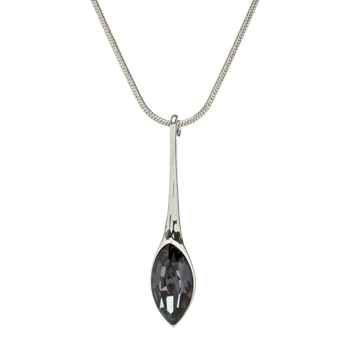 Elegant Long Silvernight Marquis Navette Drop Necklace with Swarovski Crystals