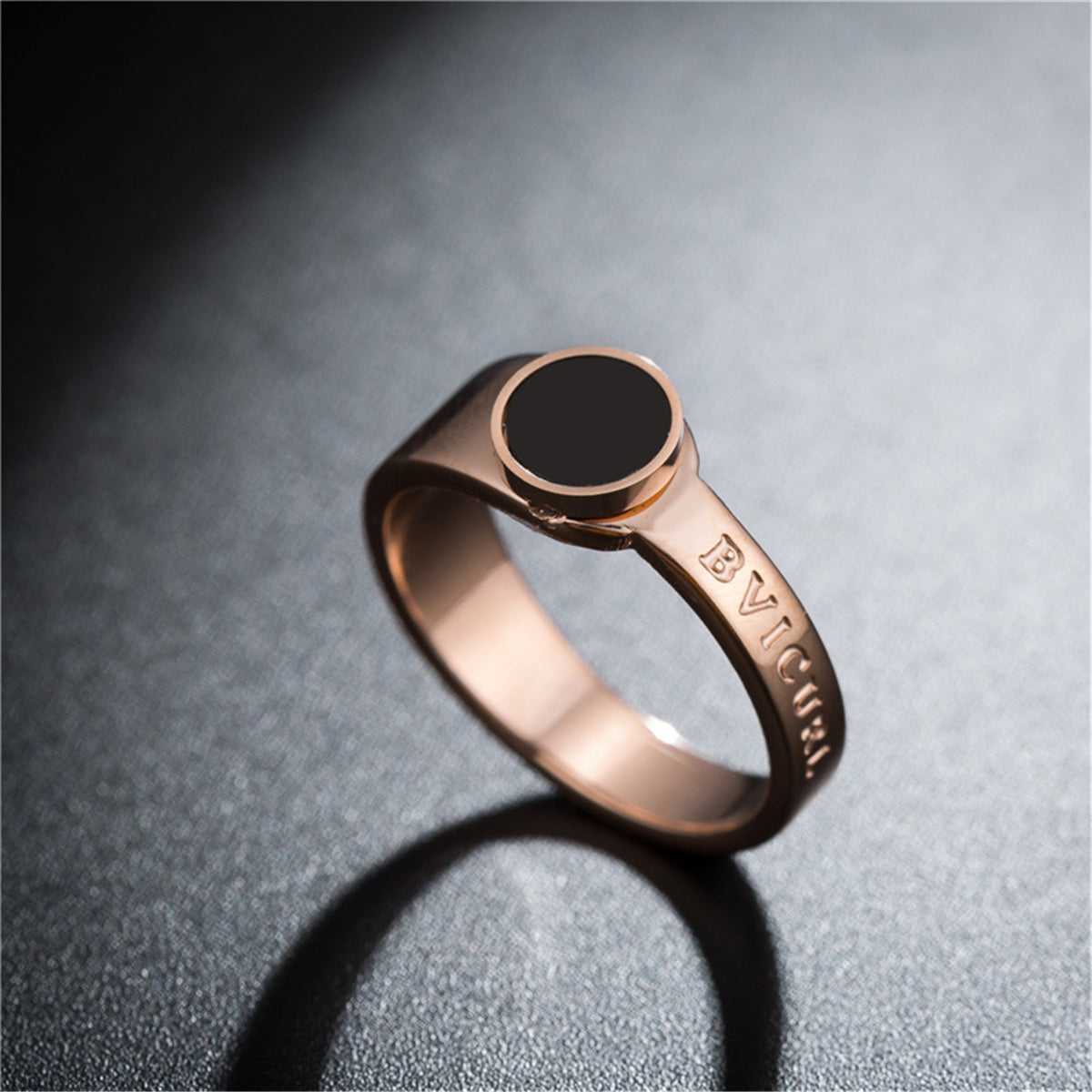 Black & Rose Goldtone 'Bvicurl' Ring